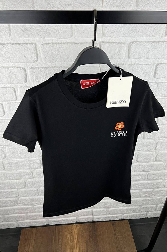 Женская чёрная футболка Kenzo Boke Flower