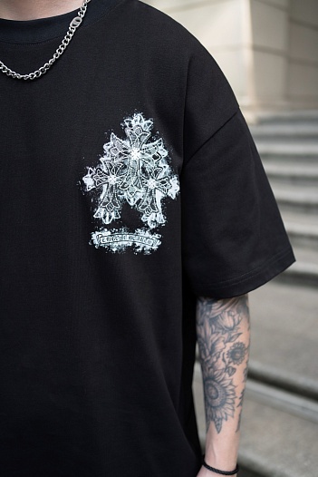 Чёрная оверсайз футболка Chrome Hearts Premium   