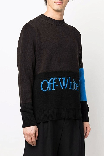 Мужской свитер Off-White colorblock - Brown / Black   