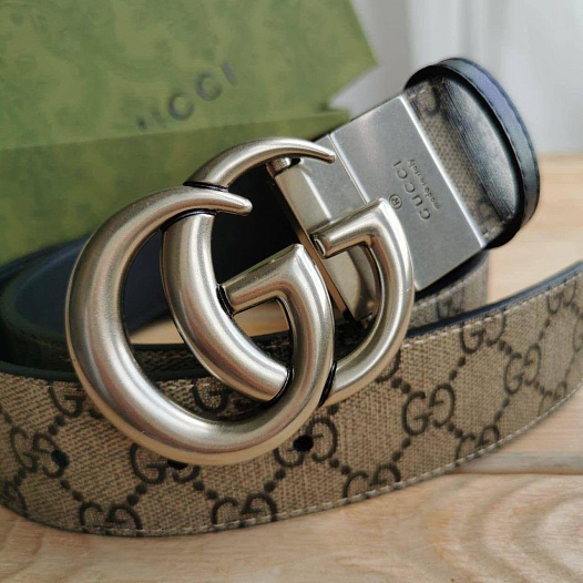 Двусторонний ремень Gucci GG Monogram - Silver (ширина 4 см, длина 80 / 85 см)   