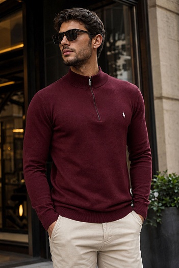 Мужская кофта Роlо Ralрh Lаurеn half-zip - Burgundy   