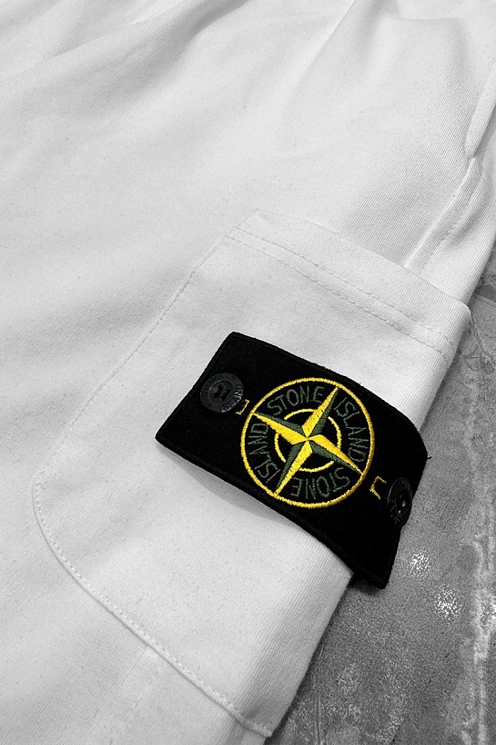Мужские белые шорты Stone Island compass-patch