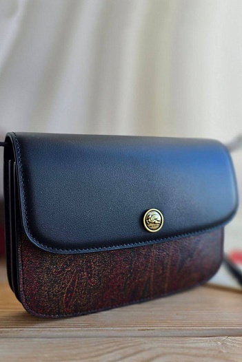 Кожаная сумка Etro с узором пейсли 19x12 см   