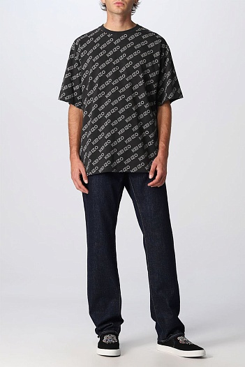 Чёрная футболка Kenzo monogram all-over   