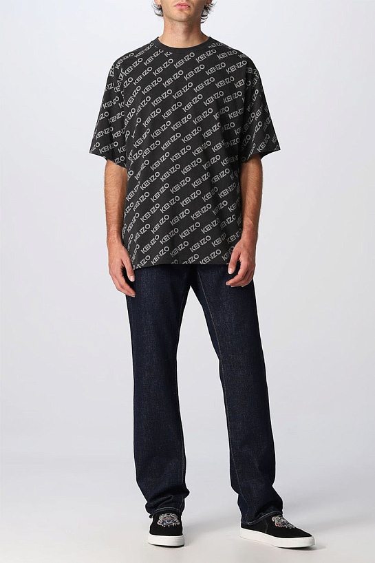 Чёрная футболка Kenzo monogram all-over