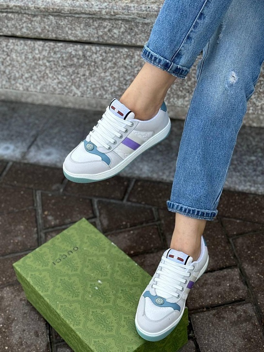 Женские кожаные кроссовки Gucci GG Screener