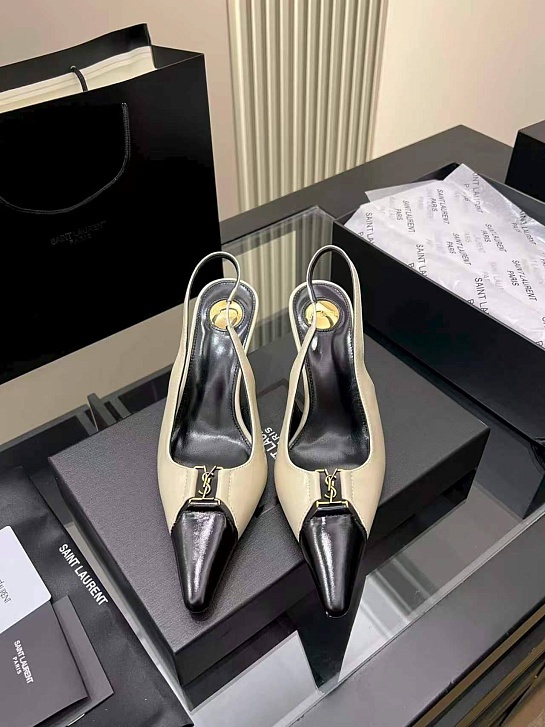 Женские кожаные туфли на каблуке Yves Saint Laurent premium
