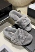 Женские меховые шлёпанцы Chanel Oran premium - Grey