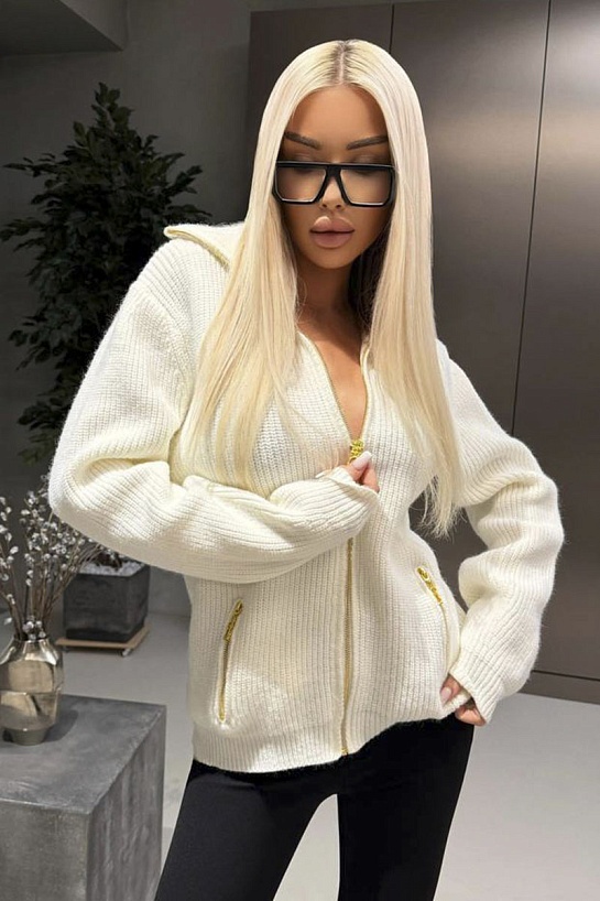 Женский кардиган на молнии Schiaparelli premium - White