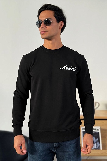Мужской чёрный свитшот Amiri script embroidery   