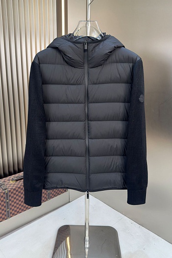 Мужская вязаная куртка Moncler logo-patch - Black   