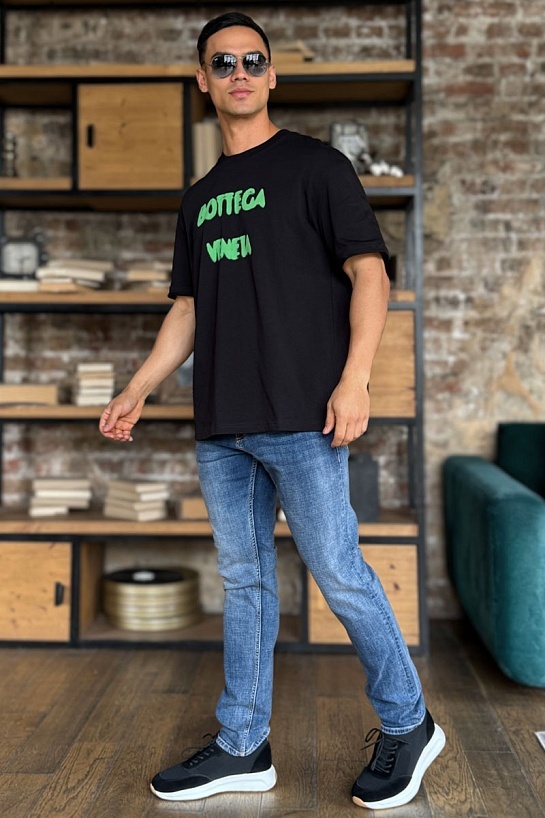 Чёрная оверсайз футболка Bottega Veneta logo-print