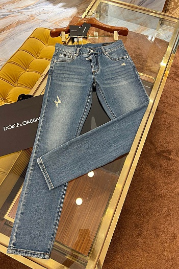 Мужские синие джинсы Dolce & Gabbana slim fit Premium   