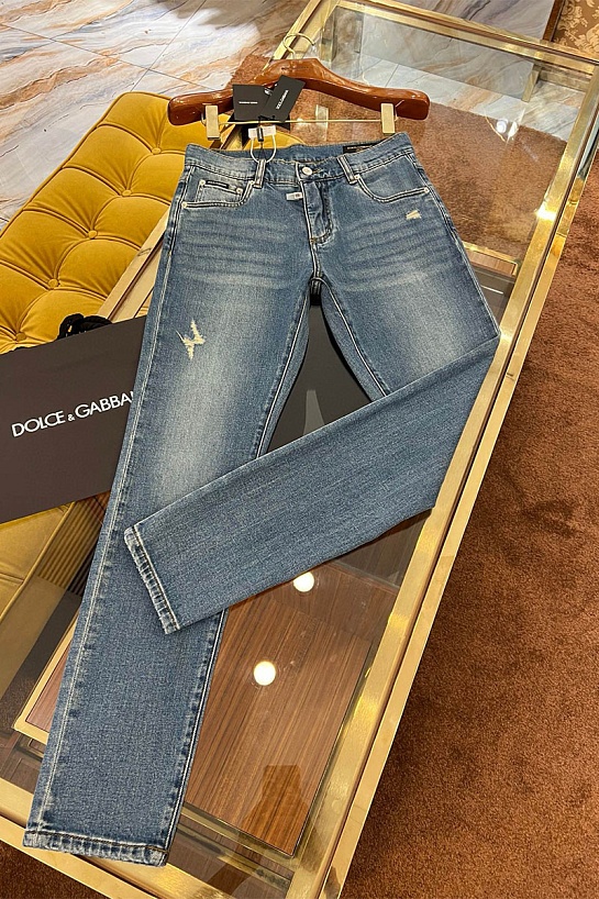 Мужские синие джинсы Dolce & Gabbana slim fit Premium