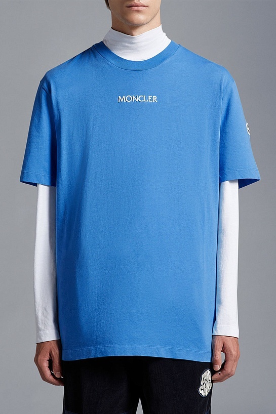 Футболка синего цвета Moncler graphic-print