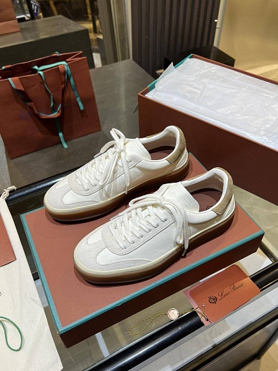 Женские замшевые кроссовки Loro Piana Premium - White   