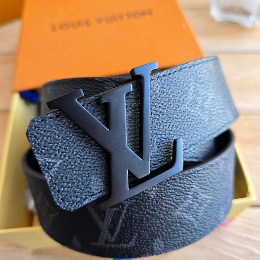 Кожаный ремень Louis Vuitton Monogram Eclipse (ширина 4 см)   