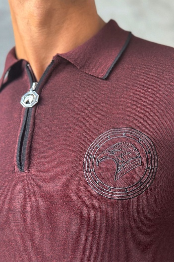 Мужское поло Stefano Ricci Eagle zip-neck - Burgundy   