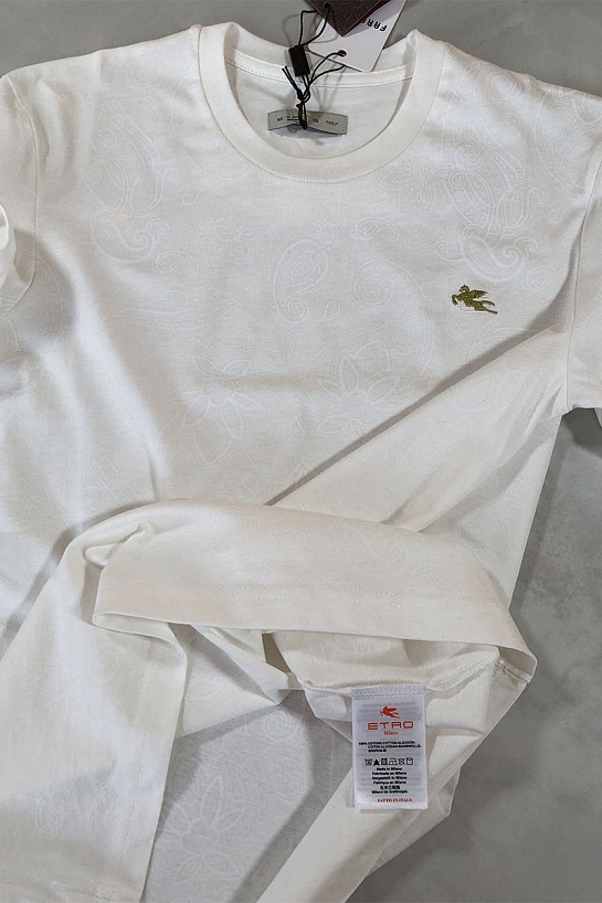 Белая мужская футболка Etro embroidered-logo