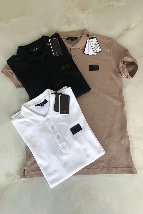 Мужское чёрное поло Armani Exchange rubber logo