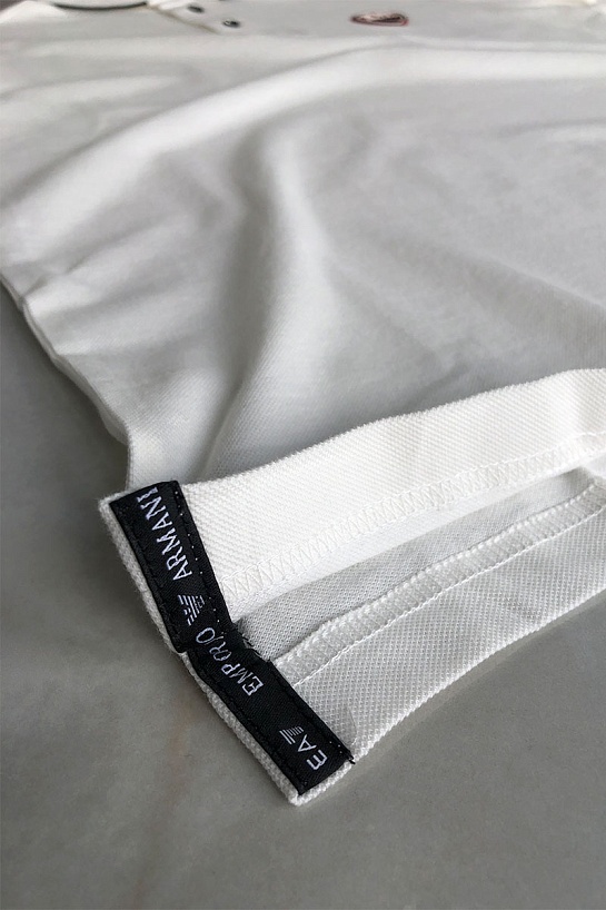 Белое мужское поло Emporio Armani 7 rubber logo