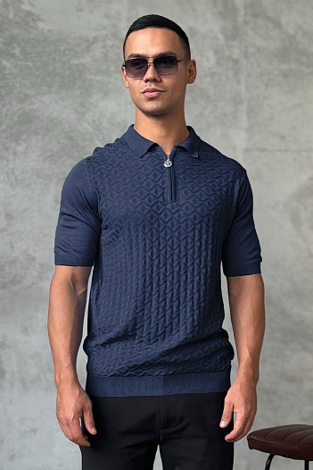 Мужское поло Stefano Ricci тёмно-синего цвета   