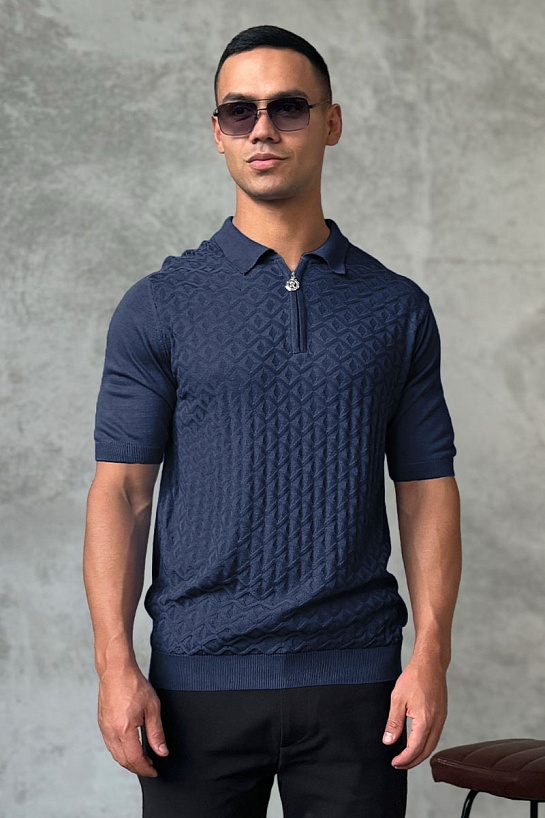 Мужское поло Stefano Ricci тёмно-синего цвета