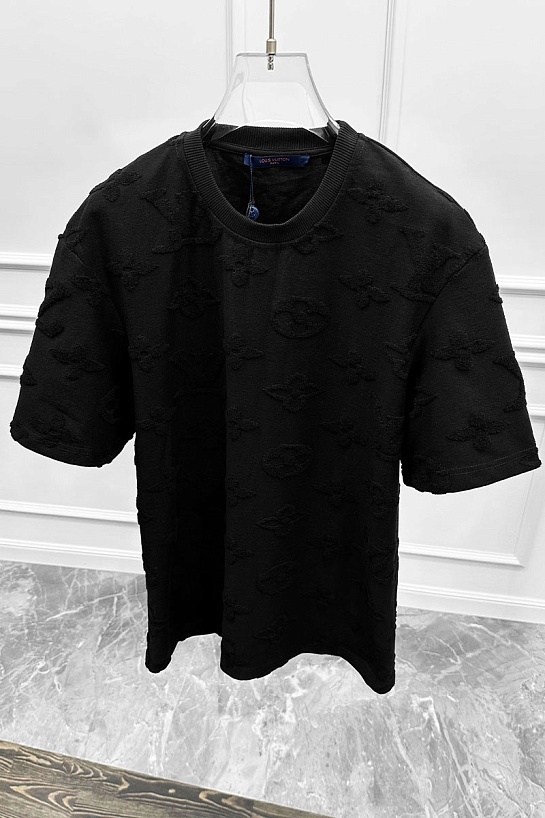 Чёрная оверсайз футболка Louis Vuitton Monogram All-over