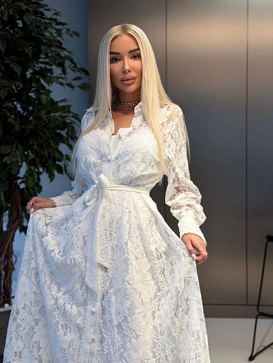 Женское кружевное платье белого цвета Zimmermann premium   