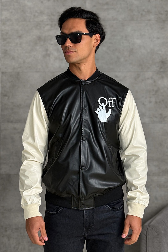 Мужской чёрный бомбер Off-White Hands Off logo