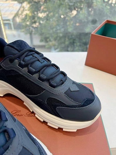 Женские кожаные кроссовки Loro Piana Premium - Blue   