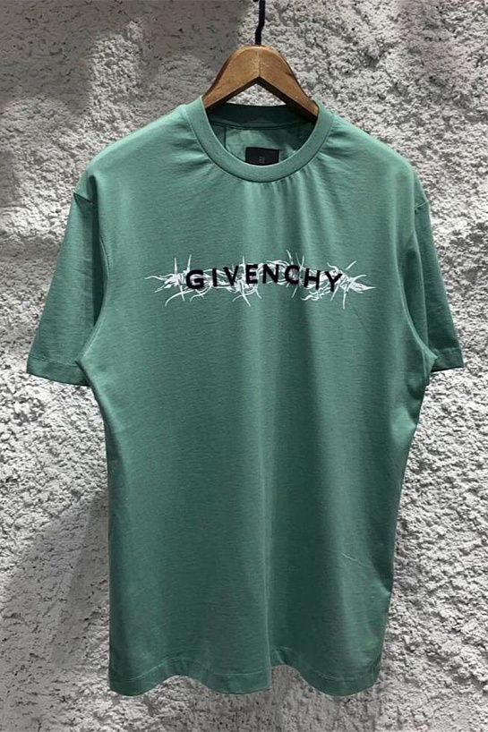 Зелёная оверсайз футболка Givenchy Barbed Wire-print