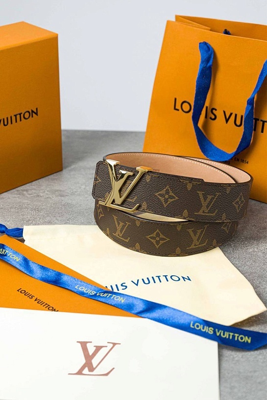 Кожаный ремень Louis Vuitton Initiales Monogram (длина 85 - 115 см)