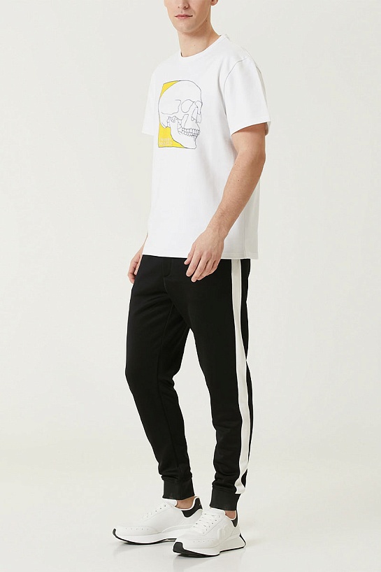 Мужская белая футболка Alexander McQueen Skull graphic-print