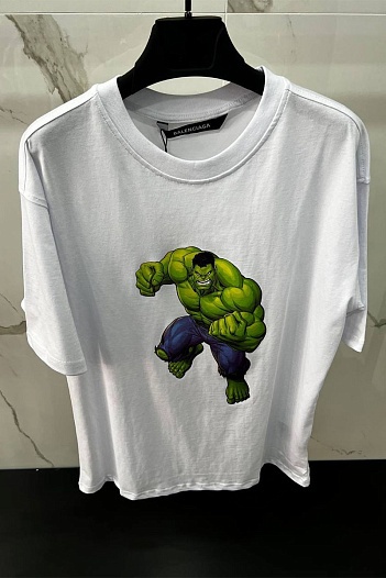Белая оверсайз футболка Balenciaga Hulk   