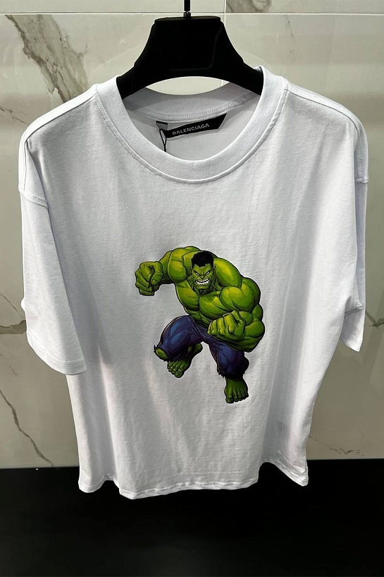 Белая оверсайз футболка Balenciaga Hulk