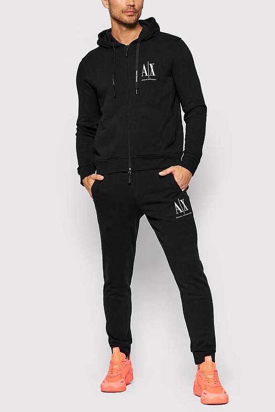 Чёрные спортивные штаны Armani Exchange white embroidery