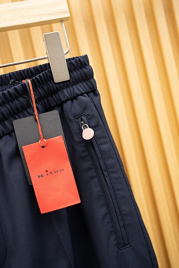 Мужские тёмно-синие брюки Kiton Premium   