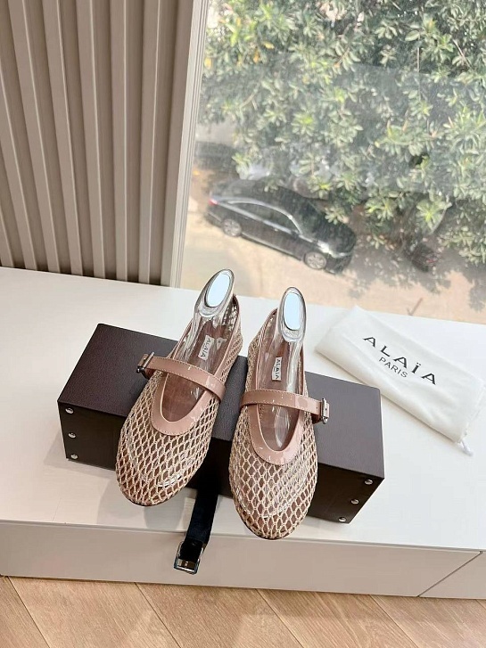 Женские плетёные балетки Alaia Premium - Pink