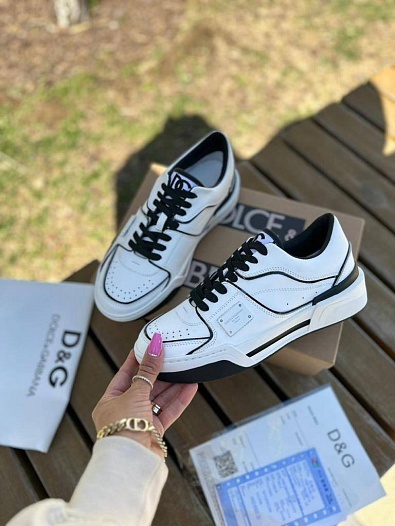 Женские кожаные кроссовки Dolce & Gabbana New Roma - White / Black   
