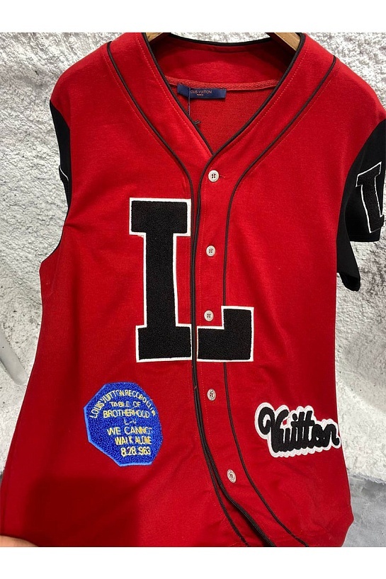 Мужская брендовая кофта Louis Vuitton Dreaming Baseball patches - Red