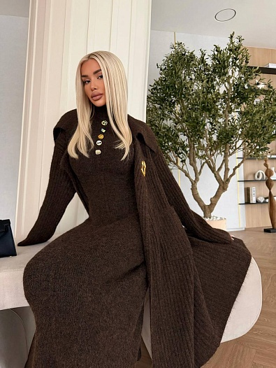 Женский костюм двойка Schiaparelli Premium - Coffee   