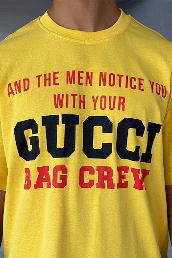 Жёлтая оверсайз футболка Gucci Bag Crew   