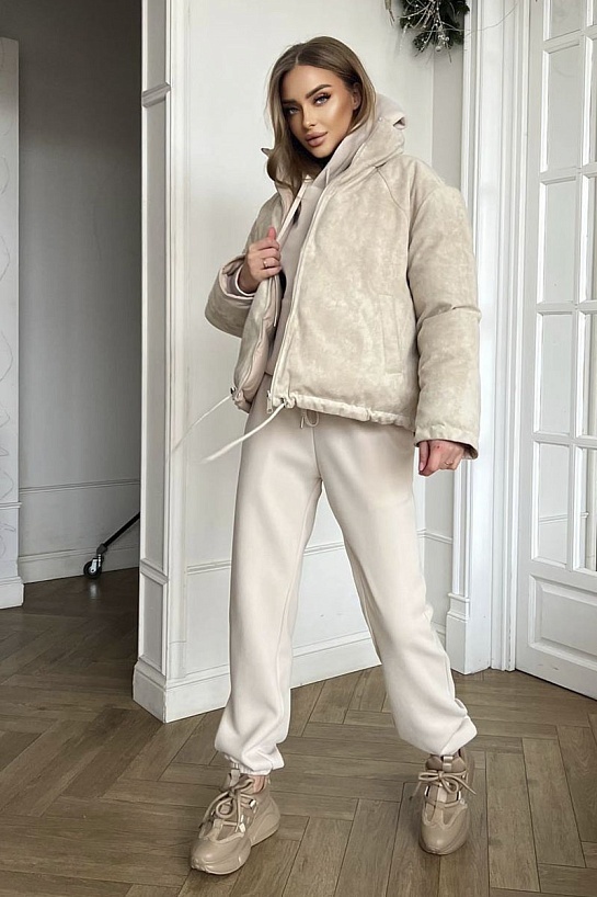 Женский костюм тройка на флисе Loewe Premium - Beige