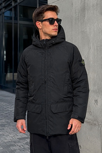 Парка чёрного цвета Stone Island compass-patch   