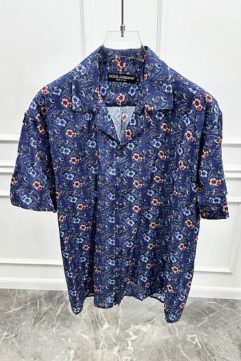 Мужская синяя рубашка Dolce & Gabbana floral-print   