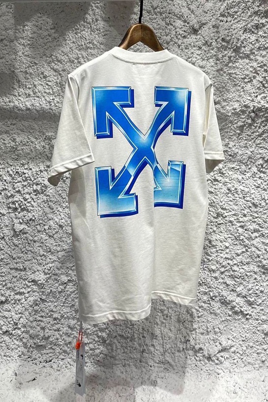 Белая оверсайз футболка Off-White Blue Metal Arrows