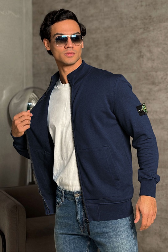 Кофта тёмно-синего цвета Stone Island Zip-Up Compass-patch