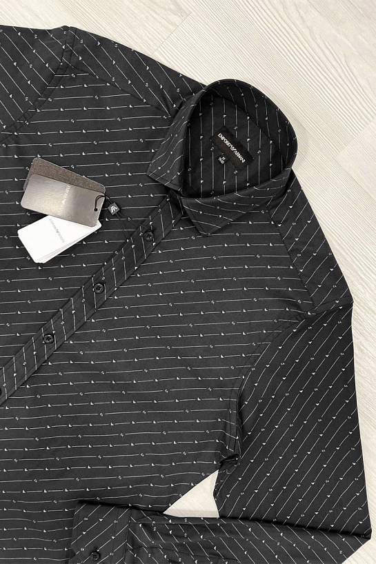Мужская чёрная рубашка Emporio Armani logo-print