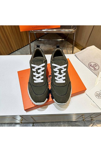 Мужские замшевые кроссовки Hermes Bouncing - Green   